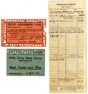 Troop assignment and rest camp cards and immunization record