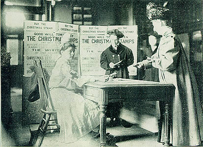 Emily Bissell buying the first Seal at the Wilmington post office, 7 December 1907