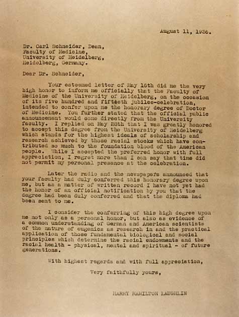 Letter from Laughlin to Dean of the Faculty of Medicine, University of Heidelberg. Courtesy of Special Collections, Pickler Memorial Library, Truman State University.