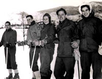 William Waddell, Richard Bell, Alice Huffman, Sam Casscells, and Hilda Franklin on a Ski Outing