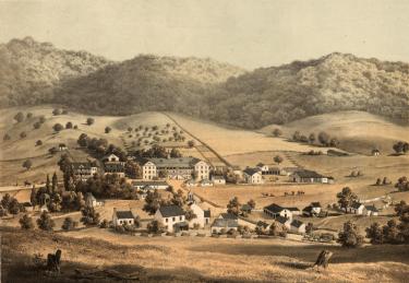 Edward Beyer's print of Warm Springs published in 1857. {1}