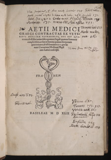 Aëtius, Aetii medici graeci contractae…, title page