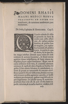 Razi, Rhasis philosophi tractatus nonus ad regem Almansorem…, p 2