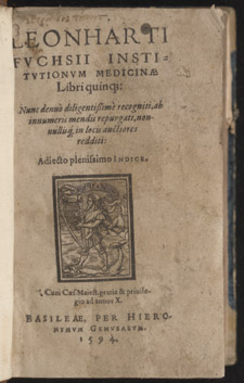 Fuchs, …Institutionum medicinae libri quinque…, title page