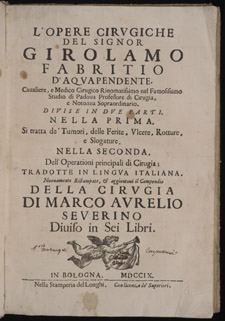 Fabricius, ab Aquapendente, L’opere cirugiche…, title page