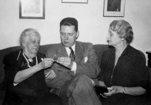 Emilie Lawrence Reed, Philip Showalter Hench, and Blossom [Emilie M.] Reed at a party celebrating Emilie Lawrence Reed's 86th birthday, January 1942. Philip S. Hench Walter Reed Yellow Fever Collection 1806-1995, Box-folder 86:74. Historical Collections, Claude Moore Health Sciences Library, University of Virginia.
