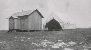 Building No. 1 (Fomites Building, at Camp Lazear, February 1901. Philip S. Hench Walter Reed Yellow Fever Collection, 1806-1995. Box-folder 90:12. Historical Collections, Claude Moore Health Sciences Library, University of Virginia.